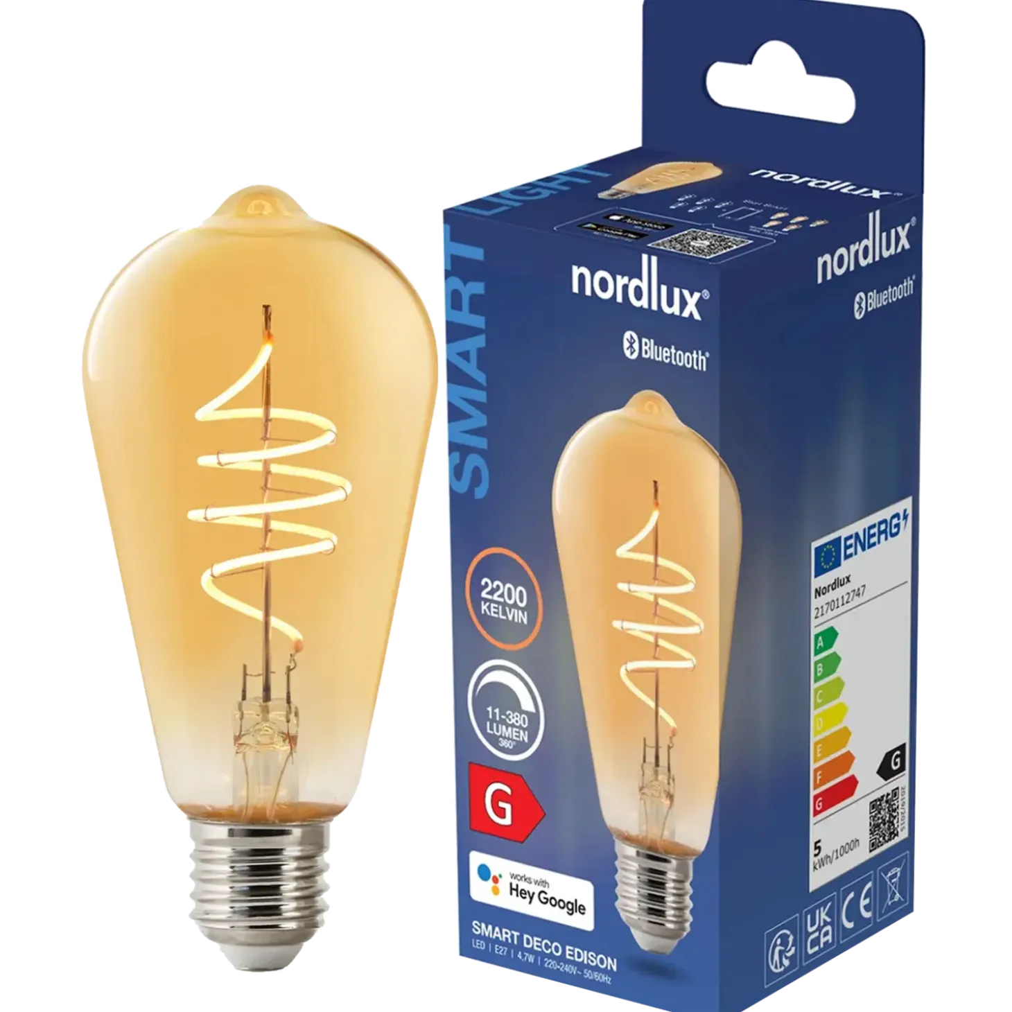 Nordlux smart pære LED E27 ST64 4,7W ravfarvet