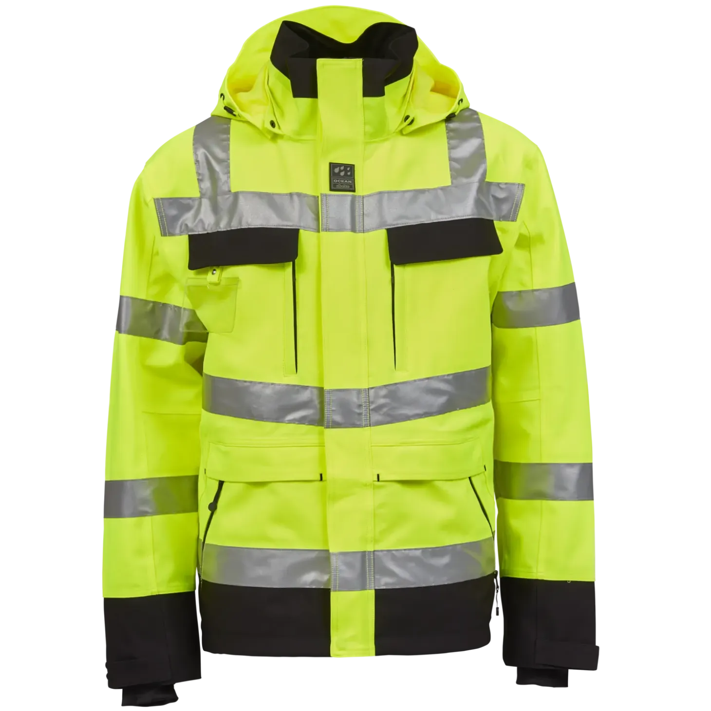 Ocean Åbo Stretch vandtæt arbejdsjakke herre hi-vis gul/sort str. M