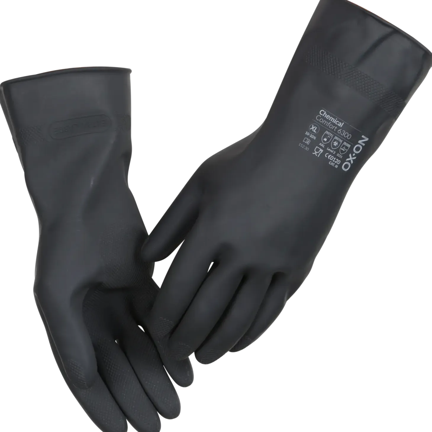 OX-ON Chemical Comfort 6300 latex handske sort str. CE 10