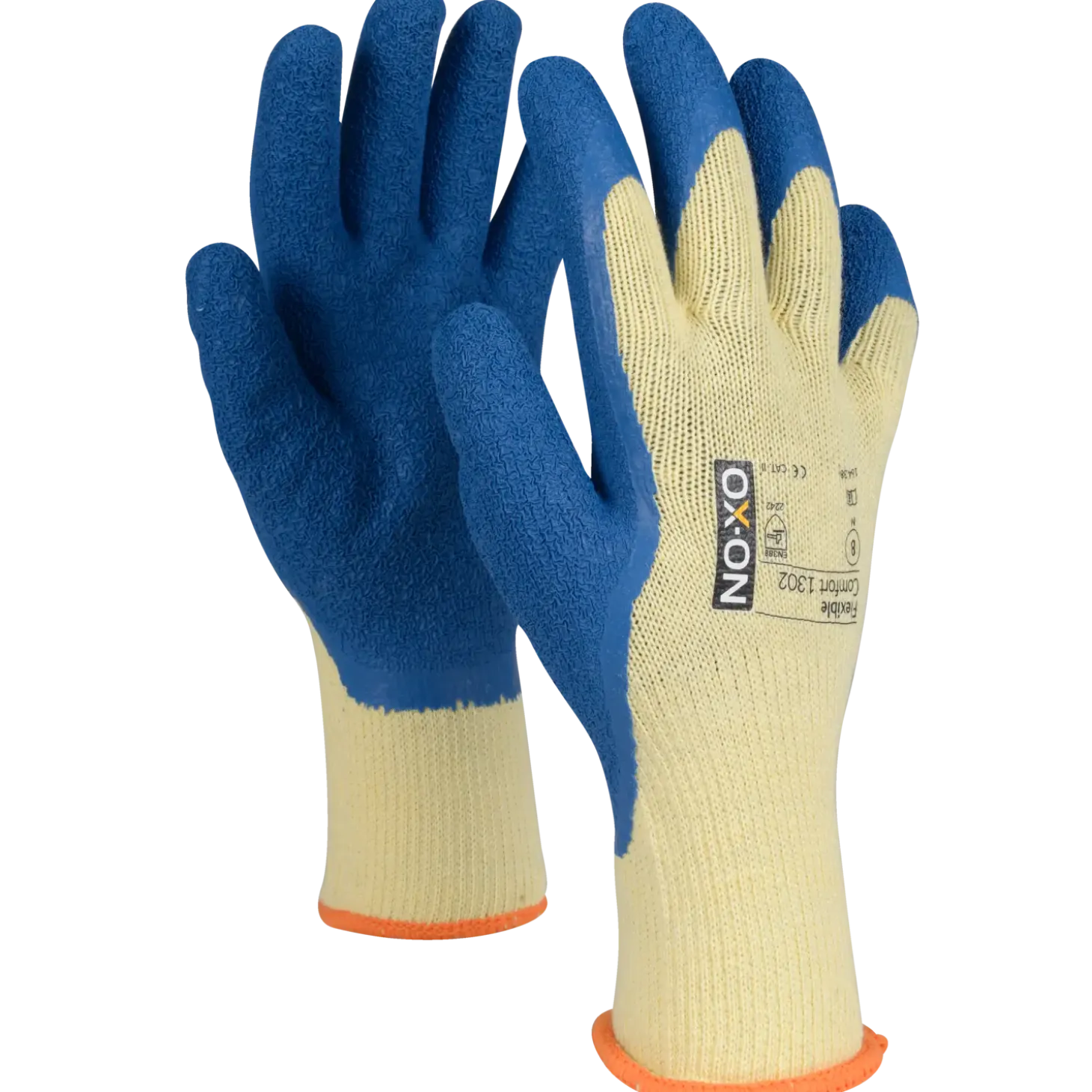 OX-ON Flexible Comfort 1302 handske gul/blå str. CE 08