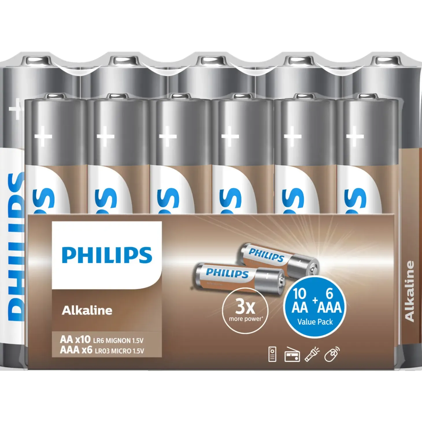 Philips AA+AAA batterier 16 stk