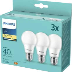 Philips E27 LED pære 40W 3-pak