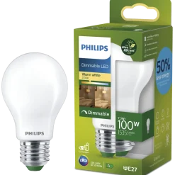 Philips filament pære E27 100W hvid mat