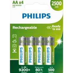 Philips genopladelig batteri 2500mAh HR6/AA 4 stk.