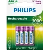 Philips genopladelig batteri 1000 mAh HR03/AAA 4 stk.