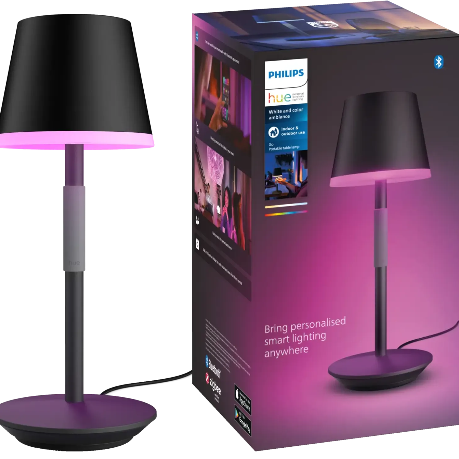 Philips Hue go bærbar opladelig bordlampe sort