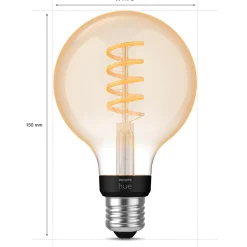Philips Hue LED globe pære E27 7W G93 filament hvid ambiente
