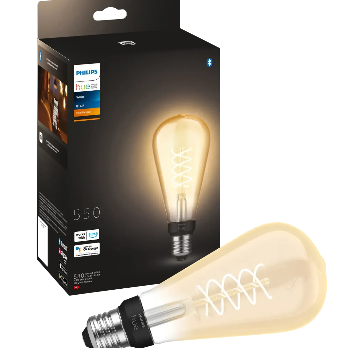 Philips Hue White LED G125 Globe E27 pære