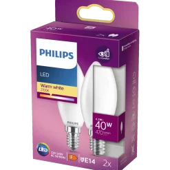 Philips Kerte LED pære E14 40W 2 pack