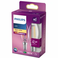 Philips Kerte LED pære E14 40W 2 pack