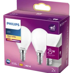 Philips Krone LED pære E14 25W 2 pack