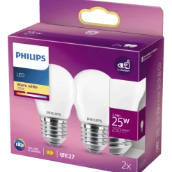 Philips Krone LED pære E27 25W 2 pack
