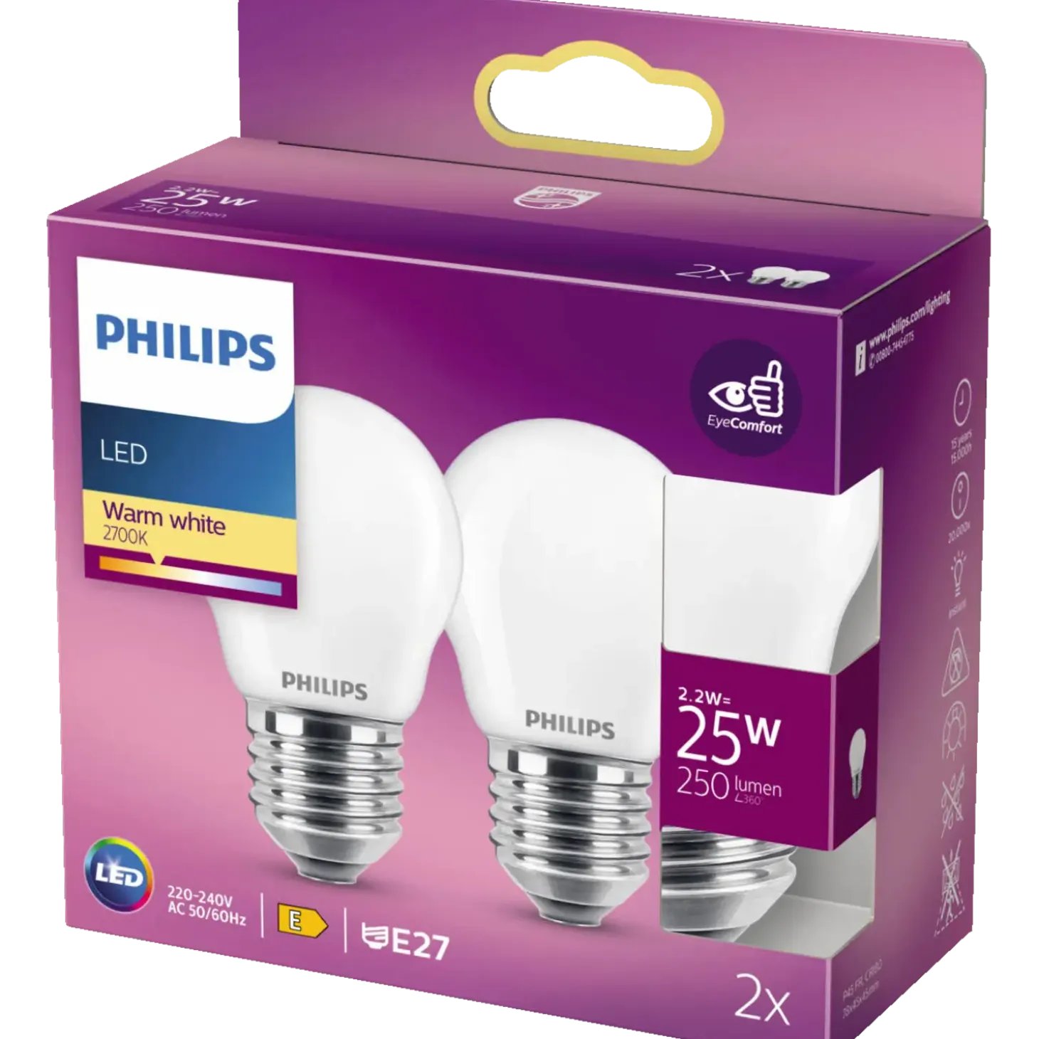 Philips Krone LED pære E27 25W 2 pack