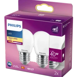 Philips Krone LED pære E27 40W 2 pack