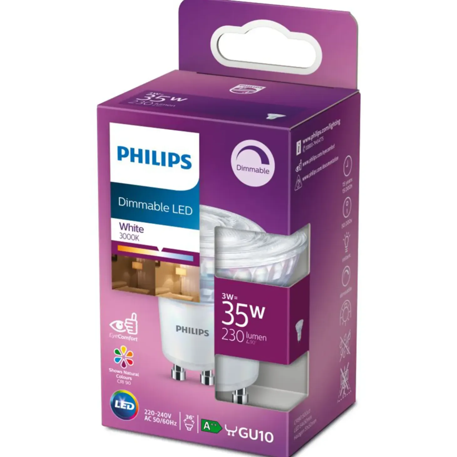 Philips LED spot 35W GU10, hvid (dæmpbar)