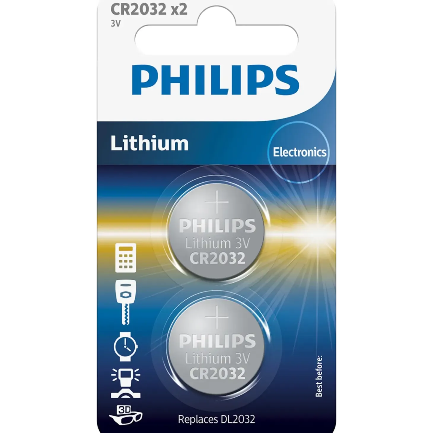 Philips Lithium CR2032 minicelle batteri pk. a 2 stk.