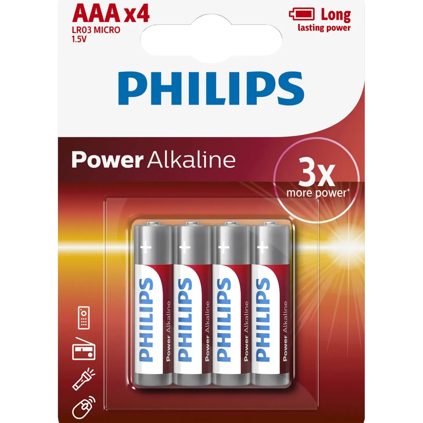 Philips Power alkaline LR03/AAA batteri 4 stk.