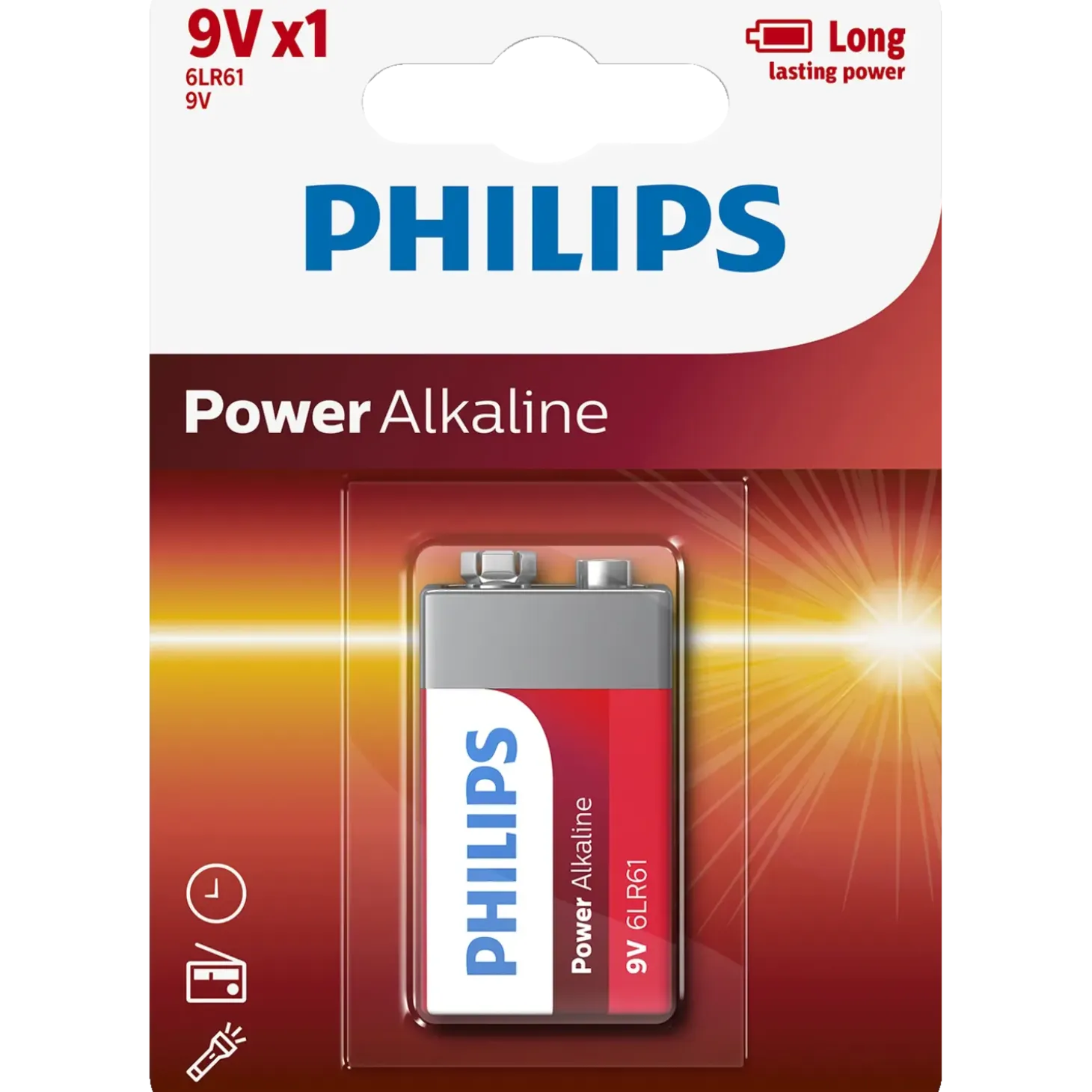 Philips Power Alkaline 6LR61/9V batteri 1 stk.