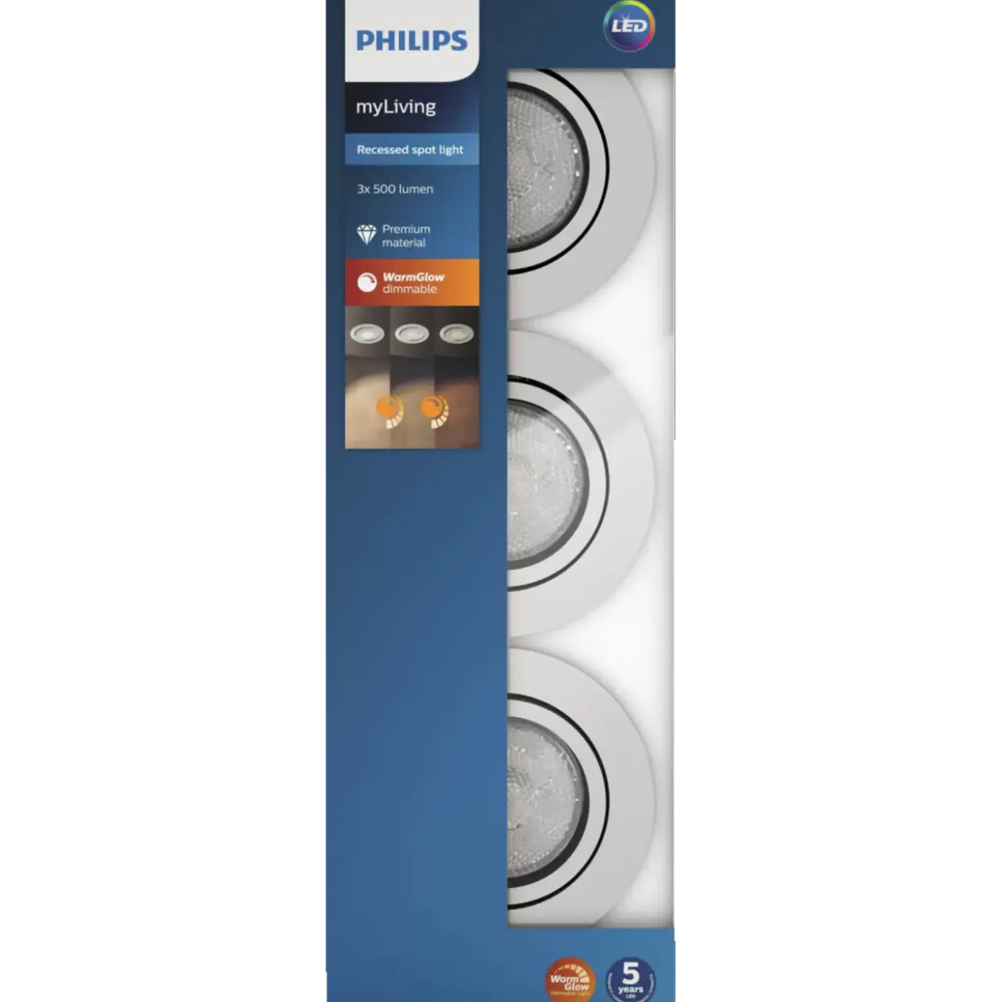 Philips Shellbark indbygningsspot 4.5W krom 3 stk