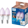 Philips Smart LED farve kertepære E14 4,9W C37 2-pak