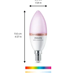 Philips Smart LED farve kertepære E14 4,9W C37 2-pak