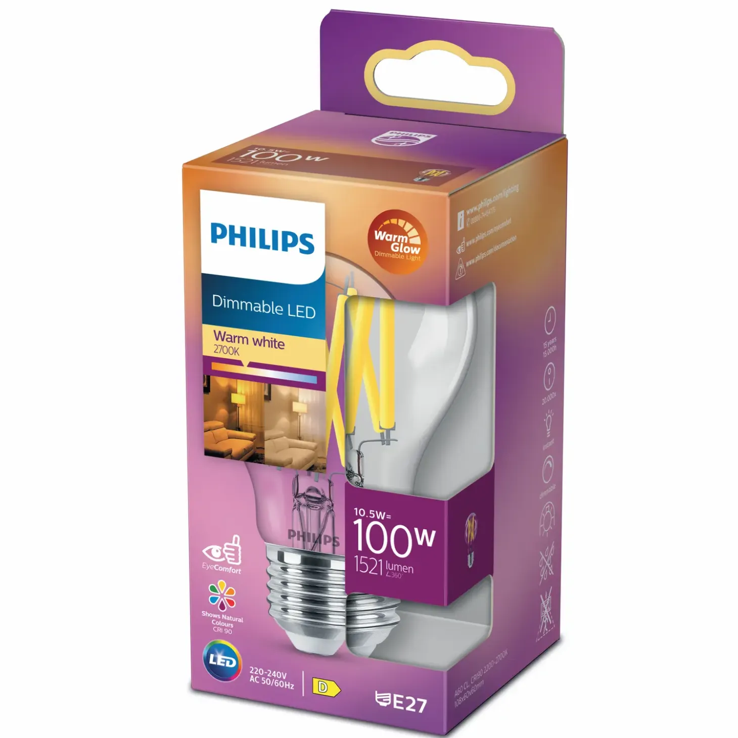 Philips Standard LED pære 100W E27 klar