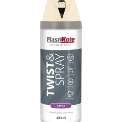 Plasti-Kote twist spraymaling 400 ml satin hvid