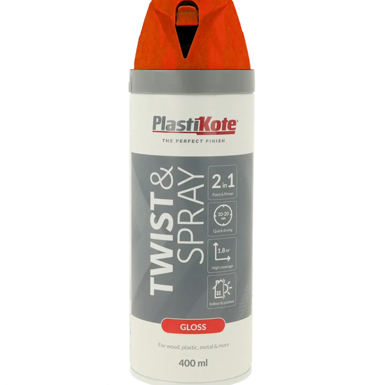 Plasti-Kote twist spraymaling 400 ml blank postrød