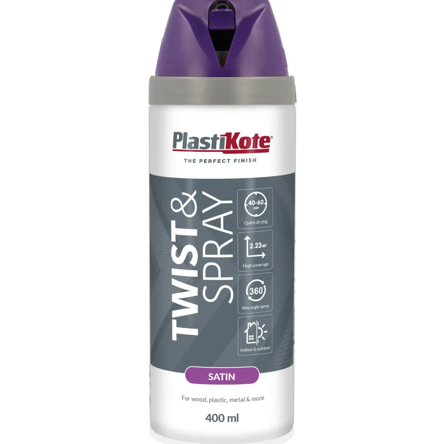 Plasti-Kote twist spraymaling 400 ml satin lilla