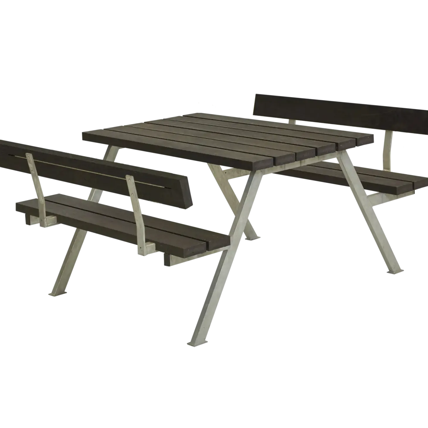 PLUS Alpha bord/bænkesæt m/2 ryglæn 118 cm RePlast Sort