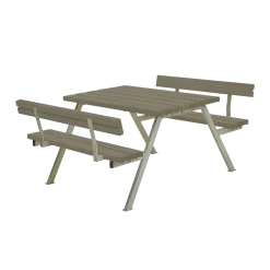 Plus Alpha bord- og bænkesæt med 2 ryglæn trykimrpægneret, 118 cm