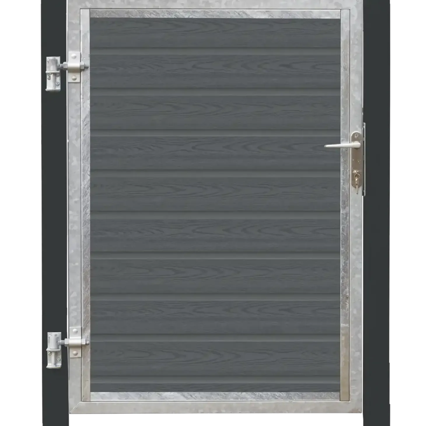 PLUS Artura komposit enkeltlåge 115×135 cm venstrehængt m/gråsorte stolper til nedstøbning