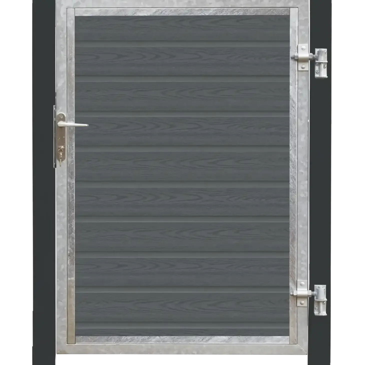 PLUS Artura komposit enkeltlåge 115×135 cm højrehængt m/gråsorte stolper til nedstøbning