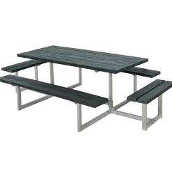 Plus Basic bord/bænkesæt med 2 påbygninger 260 cm retextil grå