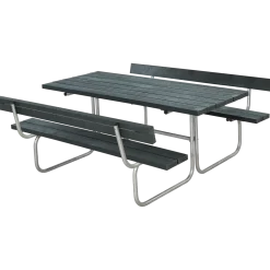 Plus Classic bord/bænkesæt med 2 ryglæn 177 cm sort