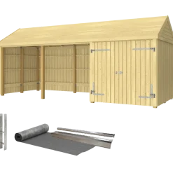Plus Classic Multi Havehus 14,5 m²  3 moduler m/dobbeltdør og åben front  inkl. tagpap/alulister/H-stolpefødder
