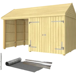 Plus Classic Multi Havehus 10 m²  2 moduler m/dobbeltdør og åben front inkl. tagpap/alulister/H-stolpefødder