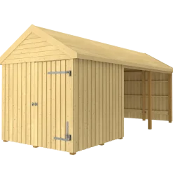 Plus Classic Multi Havehus 14,5 m² 3 moduler m/enkeltdør og åben front inkl. tagpap/alulister/H-stolpefødder