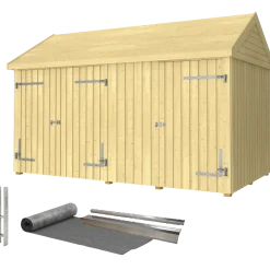 Plus Classic Multi Havehus 10 m²  2 moduler m/enkelt og dobbeltdør inkl. tagpap/alulister/H-stolpefødder