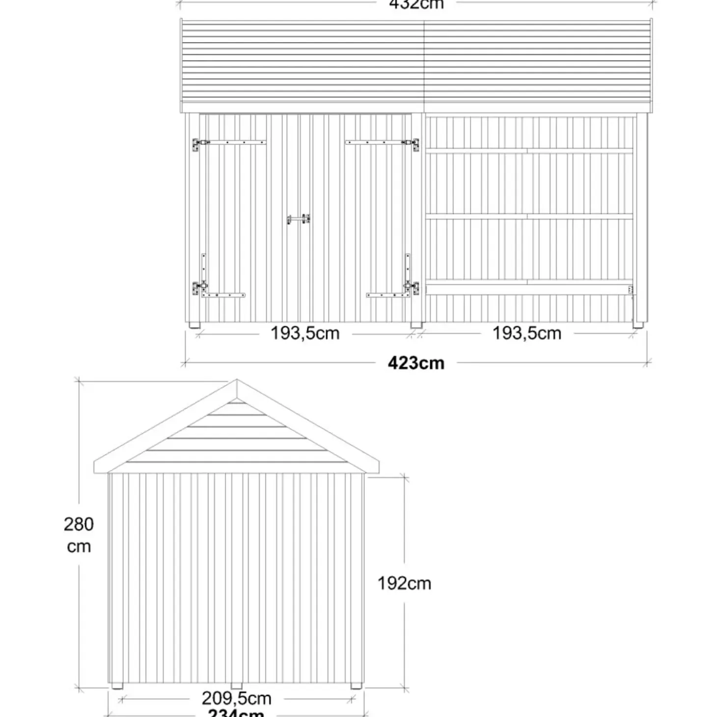 Plus Classic Multi Havehus 10 m² 2 moduler m/dobbeltdør og åben front