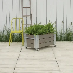Plus Cubic blomsterkasse med hjul 87x50x45 cm gråbrun