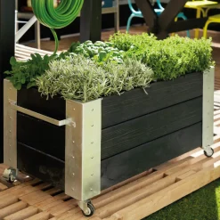 Plus Cubic blomsterkasse med hjul 87x50x45 cm sort
