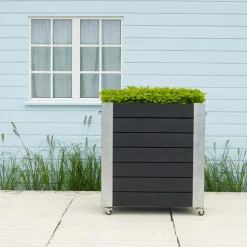 Plus Cubic blomsterkasse med hjul 87x50x45 cm sort
