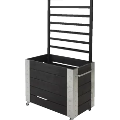 Plus Cubic blomsterkasse med espalier og hjul 87x50x130 cm sort
