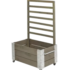Plus Cubic blomsterkasse med espalier og hjul 87x50x130 cm sort