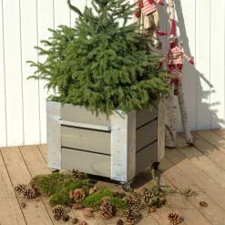 Plus Cubic blomsterkasse med hjul 46x50x45cm gråbrun
