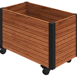 PLUS Cubic Living plantekasse m/hjul ThermoWood® Gyldenbrun/Sort 87×47×65,5 cm