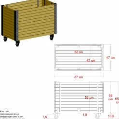 PLUS Cubic Living plantekasse m/hjul ThermoWood® Gyldenbrun/Sort 87×47×65,5 cm