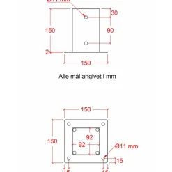 Plus Cubic stolpefod t/fundament 9x9 cm sort