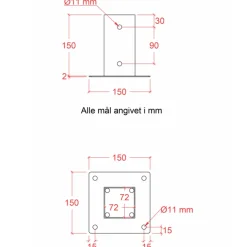Plus Cubic stolpefod t/fundament 9x9 cm sort